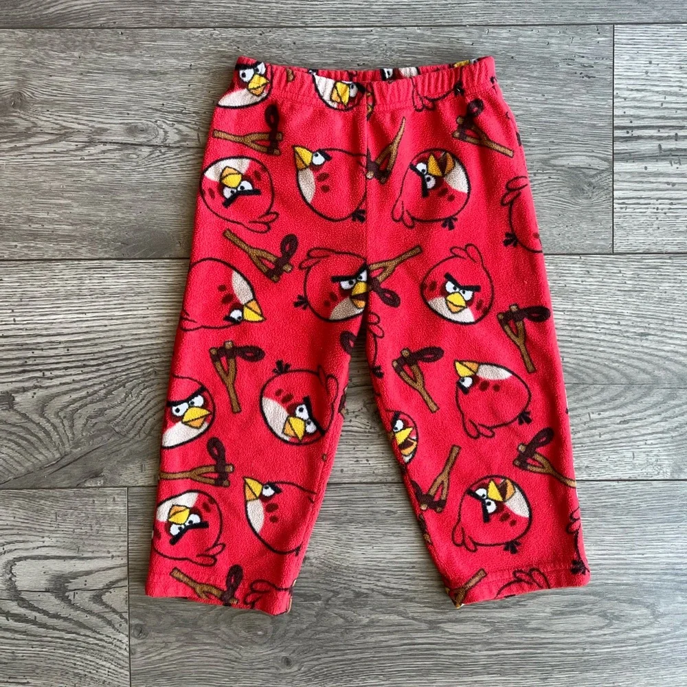 Angry Birds Toddler Boy Fleece Pajama PJ Pants Elastic Waist Red 2T